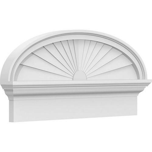 Ekena Millwork Elliptical Sunburst Combination Pediment - Primed Polyurethane - PEDPC028X140ELL01