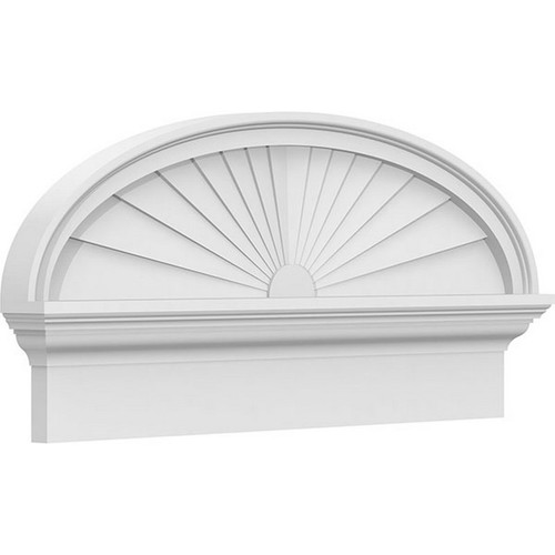 Ekena Millwork Elliptical Sunburst Combination Pediment - Primed Polyurethane - PEDPC030X145ELL01