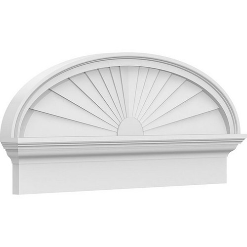 Ekena Millwork Elliptical Sunburst Combination Pediment - Primed Polyurethane - PEDPC034X155ELL01