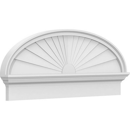 Ekena Millwork Elliptical Sunburst Combination Pediment - Primed Polyurethane - PEDPC040X170ELL01