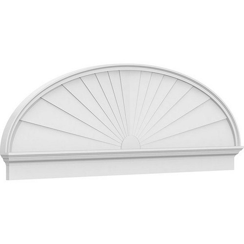 Ekena Millwork Elliptical Sunburst Combination Pediment - Primed Polyurethane - PEDPC076X260ELL01
