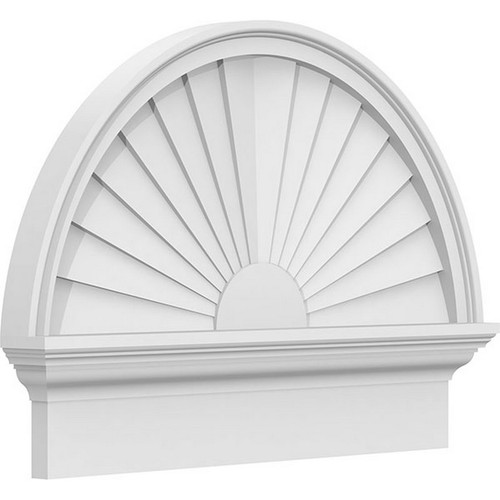 Ekena Millwork Half Round Sunburst Combination Pediment - Primed Polyurethane - PEDPC026X200HRO01