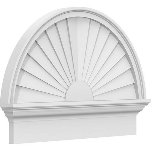 Ekena Millwork Half Round Sunburst Combination Pediment - Primed Polyurethane - PEDPC028X210HRO01