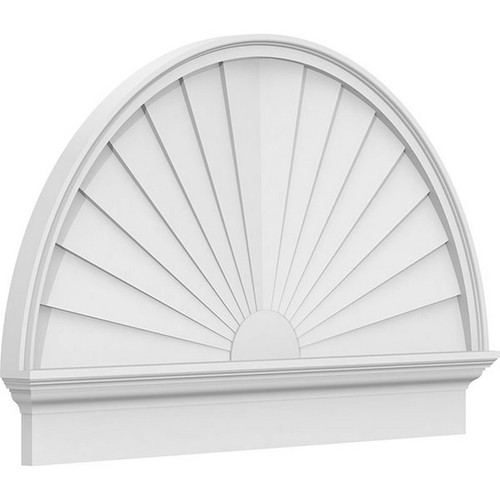 Ekena Millwork Half Round Sunburst Combination Pediment - Primed Polyurethane - PEDPC042X280HRO01