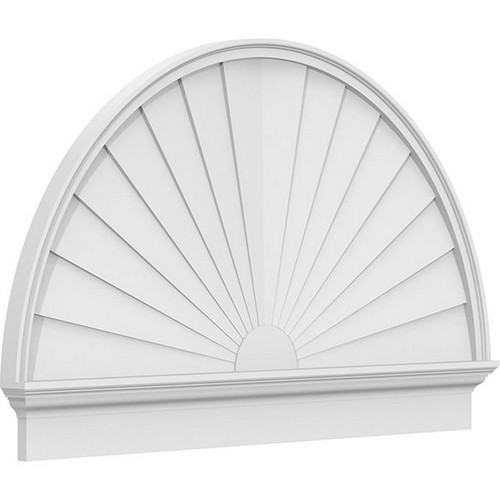 Ekena Millwork Half Round Sunburst Combination Pediment - Primed Polyurethane - PEDPC052X330HRO01