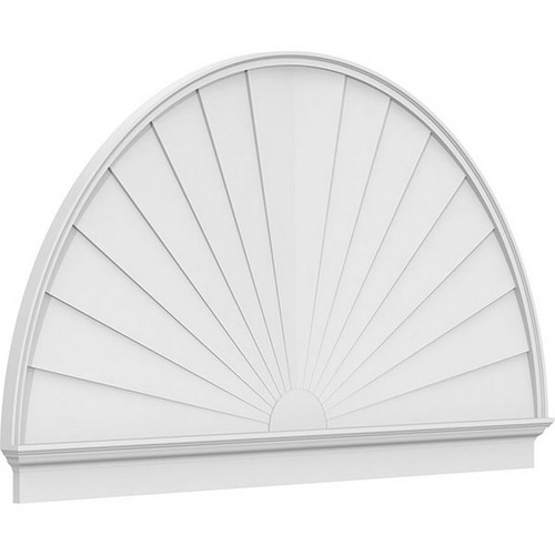 Ekena Millwork Half Round Sunburst Combination Pediment - Primed Polyurethane - PEDPC082X480HRO01