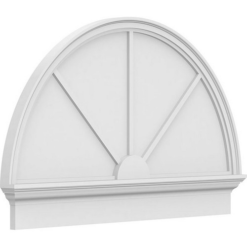 Ekena Millwork Half Round 3 Spoke Combination Pediment - Primed Polyurethane - PEDPC044X290HRO03