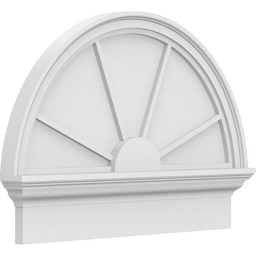 Ekena Millwork Half Round 4 Spoke Combination Pediment - Primed Polyurethane - PEDPC028X210HRO04