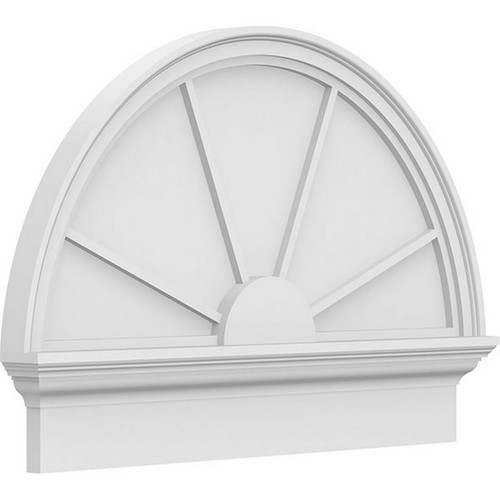 Ekena Millwork Half Round 4 Spoke Combination Pediment - Primed Polyurethane - PEDPC032X230HRO04