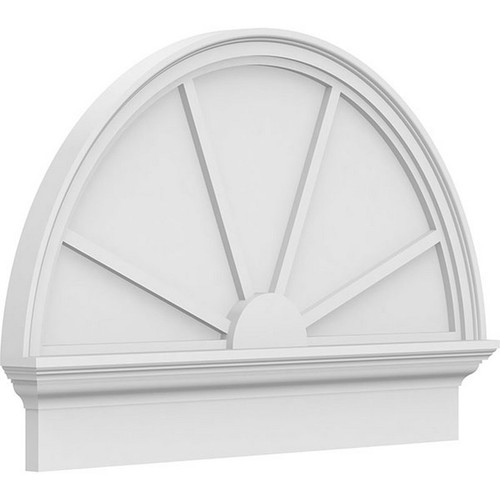 Ekena Millwork Half Round 4 Spoke Combination Pediment - Primed Polyurethane - PEDPC034X240HRO04