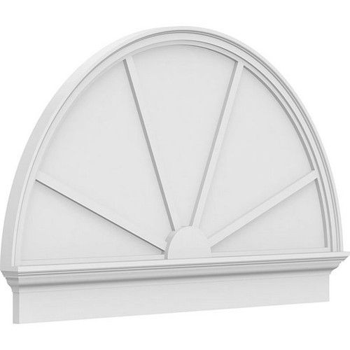 Ekena Millwork Half Round 4 Spoke Combination Pediment - Primed Polyurethane - PEDPC050X320HRO04
