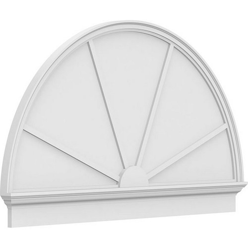 Ekena Millwork Half Round 4 Spoke Combination Pediment - Primed Polyurethane - PEDPC060X370HRO04