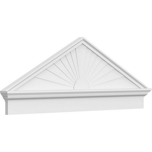 Ekena Millwork Peaked Cap Sunburst Combination Pediment - Primed Polyurethane - PEDPC054X205PKC01