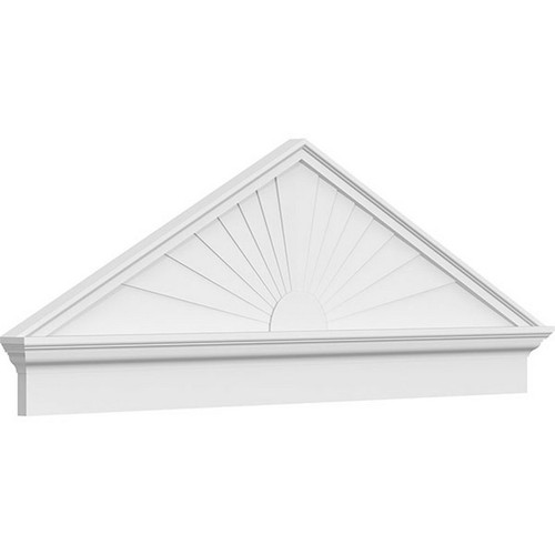 Ekena Millwork Peaked Cap Sunburst Combination Pediment - Primed Polyurethane - PEDPC060X220PKC01