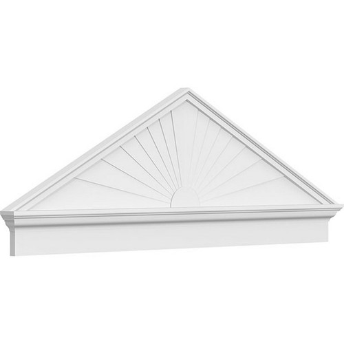 Ekena Millwork Peaked Cap Sunburst Combination Pediment - Primed Polyurethane - PEDPC066X235PKC01