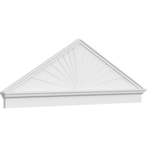 Ekena Millwork Peaked Cap Sunburst Combination Pediment - Primed Polyurethane - PEDPC080X270PKC01