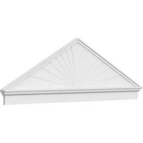 Ekena Millwork Peaked Cap Sunburst Combination Pediment - Primed Polyurethane - PEDPC084X280PKC01