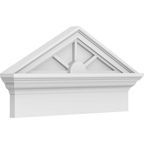 Ekena Millwork Peaked Cap 3 Spoke Combination Pediment - Primed Polyurethane - PEDPC024X130PKC03