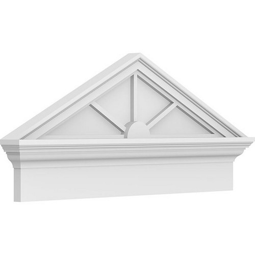 Ekena Millwork Peaked Cap 3 Spoke Combination Pediment - Primed Polyurethane - PEDPC032X150PKC03
