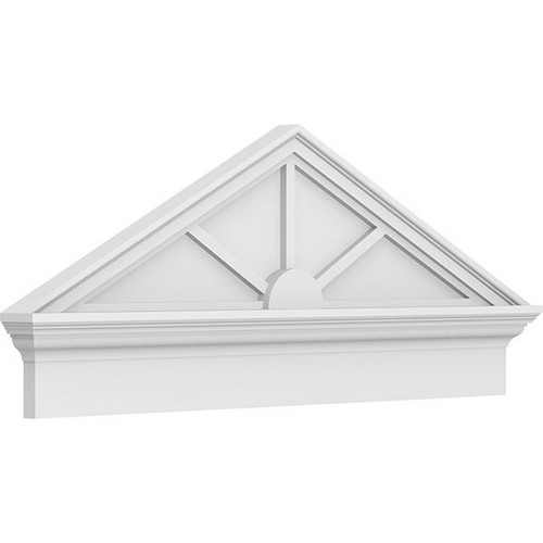 Ekena Millwork Peaked Cap 3 Spoke Combination Pediment - Primed Polyurethane - PEDPC042X175PKC03
