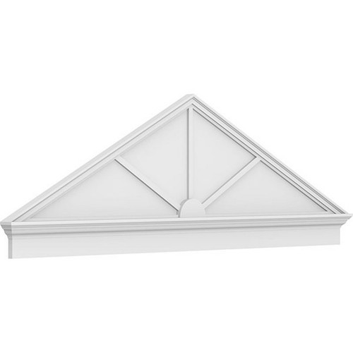 Ekena Millwork Peaked Cap 3 Spoke Combination Pediment - Primed Polyurethane - PEDPC084X280PKC03