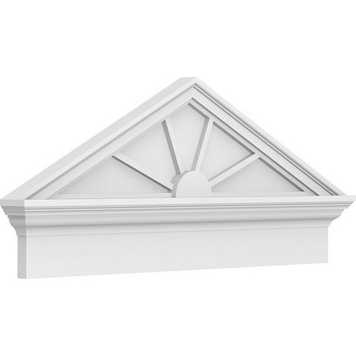 Ekena Millwork Peaked Cap 4 Spoke Combination Pediment - Primed Polyurethane - PEDPC036X160PKC04