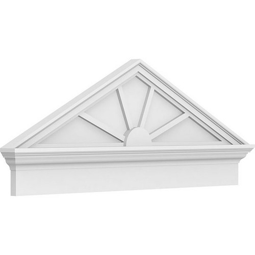 Ekena Millwork Peaked Cap 4 Spoke Combination Pediment - Primed Polyurethane - PEDPC044X180PKC04