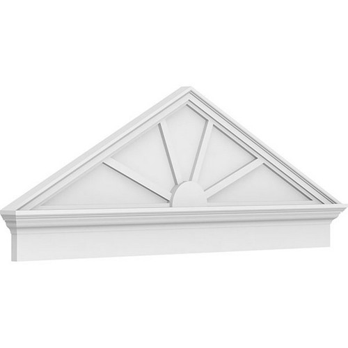 Ekena Millwork Peaked Cap 4 Spoke Combination Pediment - Primed Polyurethane - PEDPC058X215PKC04
