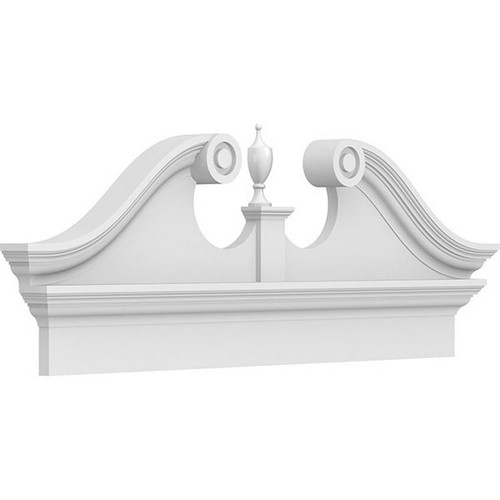 Ekena Millwork Rams Head Combination Pediment - Primed Polyurethane - PEDPC042X175RHP00