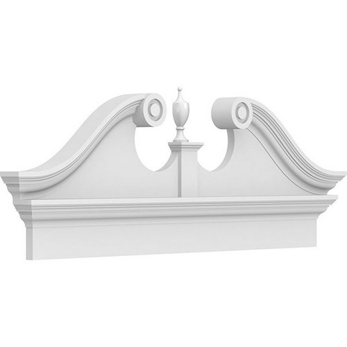 Ekena Millwork Rams Head Combination Pediment - Primed Polyurethane - PEDPC044X180RHP00