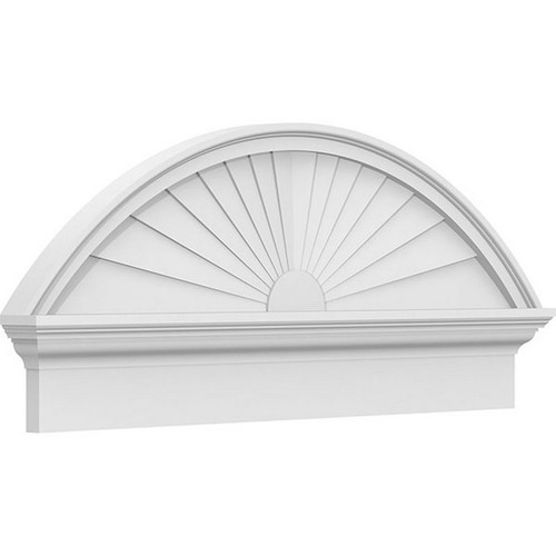 Ekena Millwork Segment Arch Sunburst Combination Pediment - Primed Polyurethane - PEDPC038X165SEG01