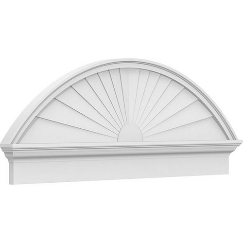 Ekena Millwork Segment Arch Sunburst Combination Pediment - Primed Polyurethane - PEDPC050X195SEG01