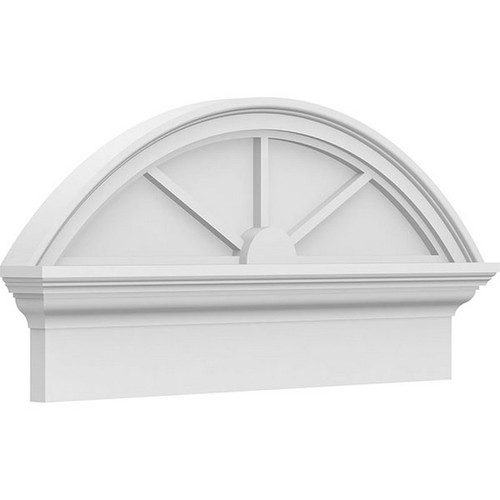 Ekena Millwork Segment Arch 3 Spoke Combination Pediment - Primed Polyurethane - PEDPC028X140SEG03