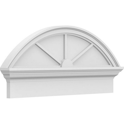 Ekena Millwork Segment Arch 3 Spoke Combination Pediment - Primed Polyurethane - PEDPC032X150SEG03