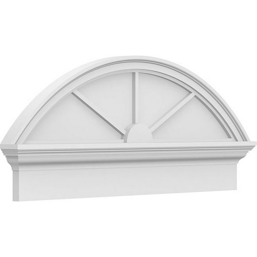 Ekena Millwork Segment Arch 3 Spoke Combination Pediment - Primed Polyurethane - PEDPC036X160SEG03