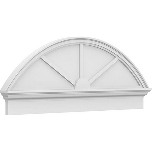 Ekena Millwork Segment Arch 3 Spoke Combination Pediment - Primed Polyurethane - PEDPC052X200SEG03