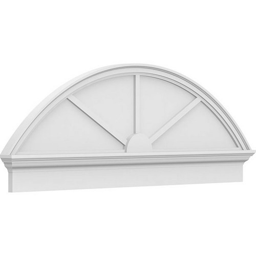 Ekena Millwork Segment Arch 3 Spoke Combination Pediment - Primed Polyurethane - PEDPC058X215SEG03