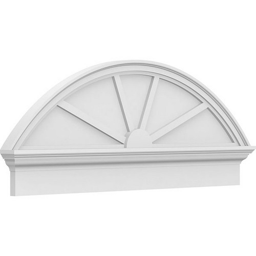 Ekena Millwork Segment Arch 4 Spoke Combination Pediment - Primed Polyurethane - PEDPC046X185SEG04