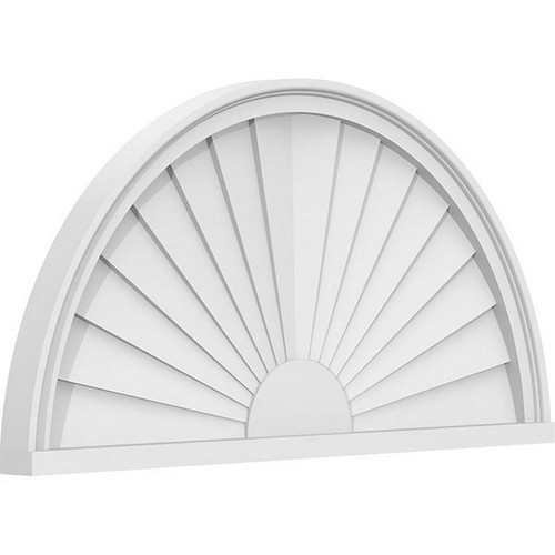 Ekena Millwork Half Round Sunburst Pediment - Primed Polyurethane - PEDPS034X170HRO01