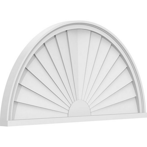 Ekena Millwork Half Round Sunburst Pediment - Primed Polyurethane - PEDPS038X190HRO01