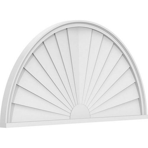 Ekena Millwork Half Round Sunburst Pediment - Primed Polyurethane - PEDPS048X240HRO01