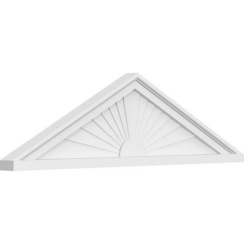 Ekena Millwork Peaked Cap Sunburst Pediment - Primed Polyurethane - PEDPS036X100PKC01