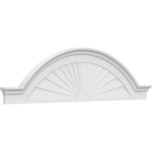 Ekena Millwork Segment Arch with Flankers Sunburst Pediment - Primed Polyurethane - PEDPS076X200SGF01