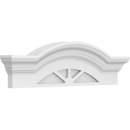 Ekena Millwork Segment Arch with Flankers 3 Spoke Pediment - Primed Polyurethane - PEDPS024X070SGF03