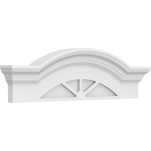 Ekena Millwork Segment Arch with Flankers 3 Spoke Pediment - Primed Polyurethane - PEDPS028X080SGF03