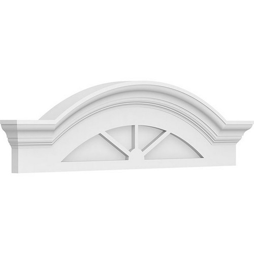 Ekena Millwork Segment Arch with Flankers 3 Spoke Pediment - Primed Polyurethane - PEDPS034X095SGF03