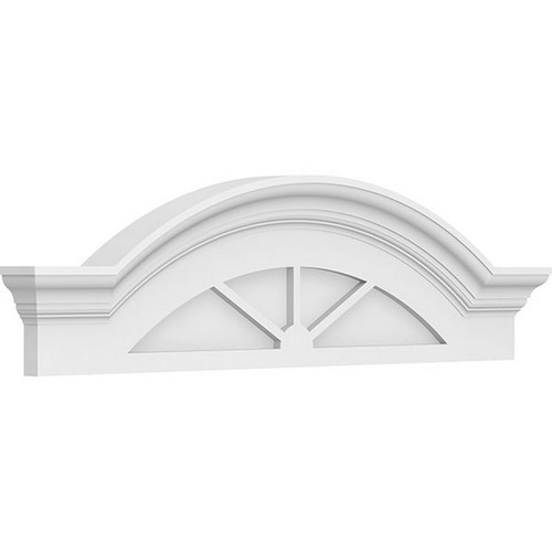 Ekena Millwork Segment Arch with Flankers 3 Spoke Pediment - Primed Polyurethane - PEDPS036X100SGF03