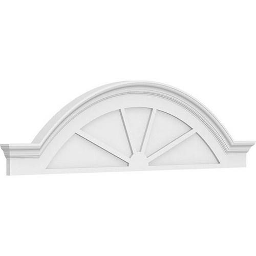 Ekena Millwork Segment Arch with Flankers 4 Spoke Pediment - Primed Polyurethane - PEDPS068X180SGF04