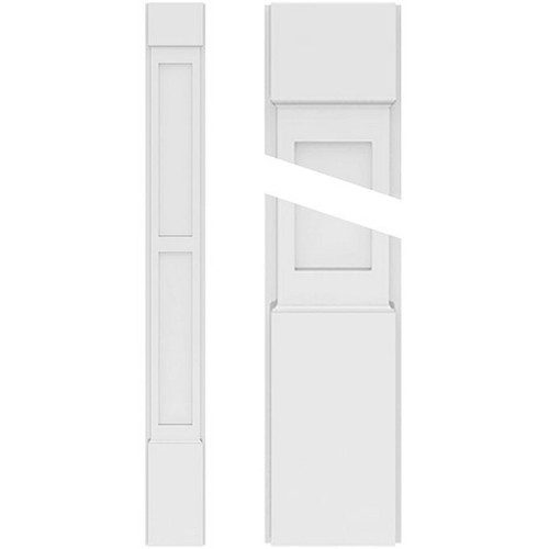 Ekena Millwork Two Equal Flat Panel Pilaster Base - Primed Polyurethane - PILP04X072DFP01-2