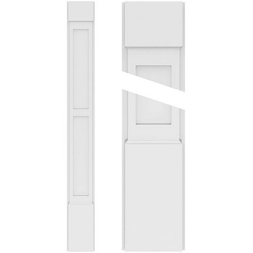 Ekena Millwork Two Equal Flat Panel Pilaster Base - Primed Polyurethane - PILP05X096DFP01-2